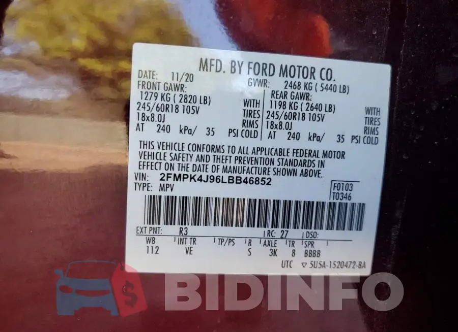 2FMPK4J96LBB46852 Photo# 14