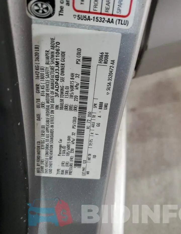 3FADP4BJ3JM110670 Photo# 12