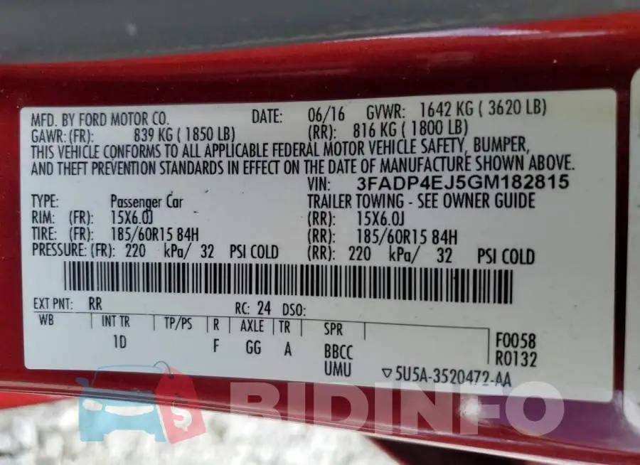 3FADP4EJ5GM182815 Photo# 13