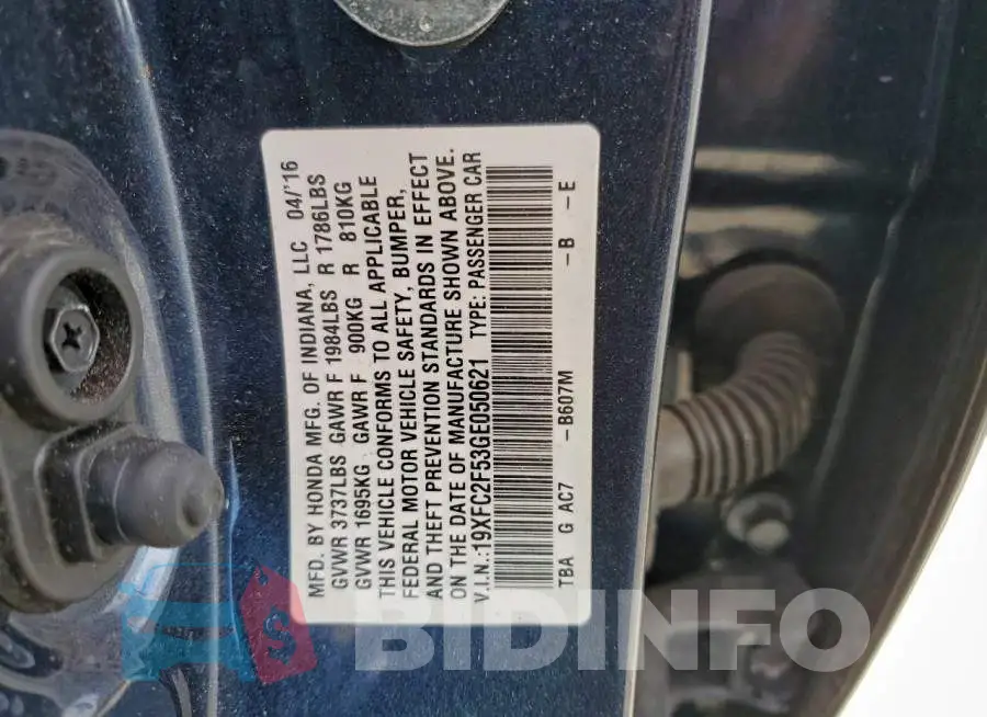 19XFC2F53GE050621 Photo# 12