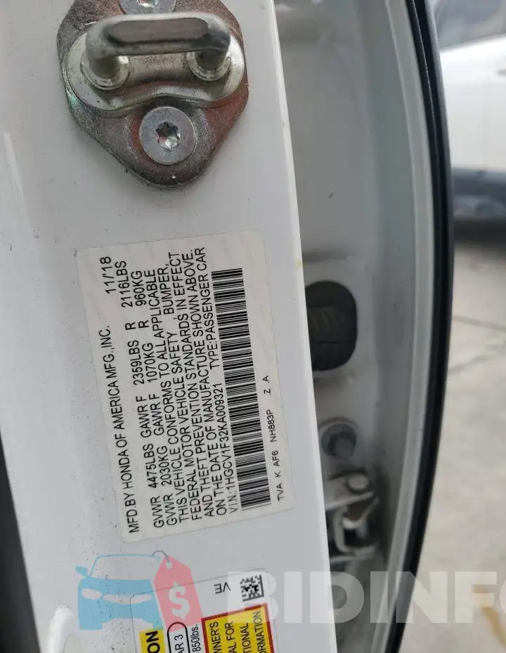 1HGCV1F32KA009321 Photo# 12