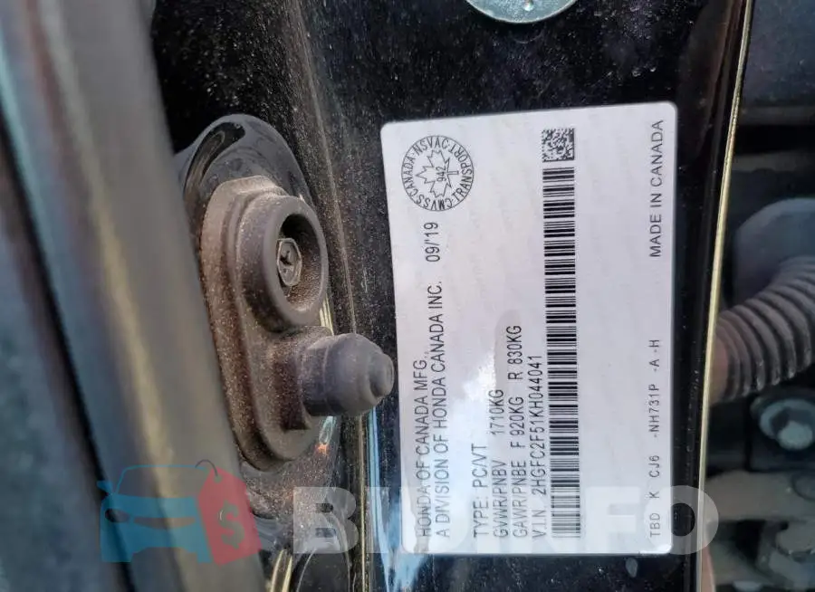 2HGFC2F51KH044041 Photo# 13