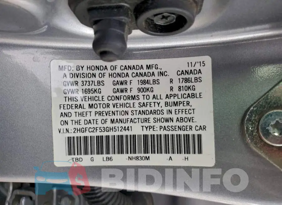 2HGFC2F53GH512441 Photo# 12