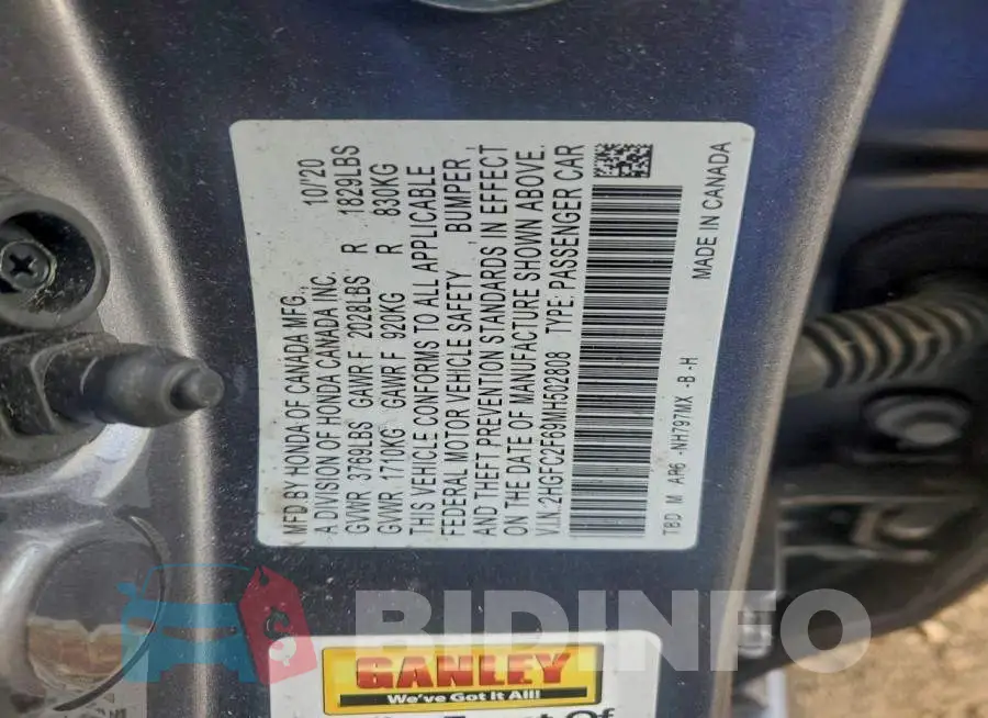 2HGFC2F69MH502808 Photo# 12