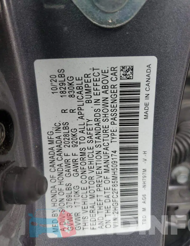2HGFC2F85MH509174 Photo# 12