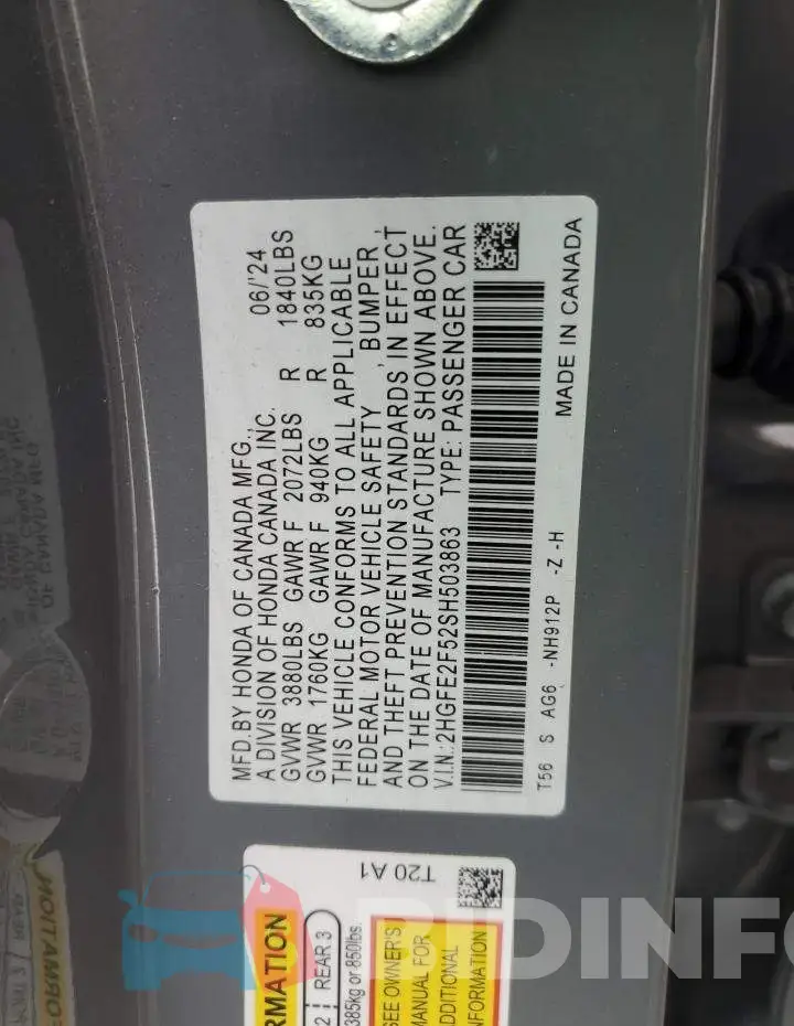2HGFE2F52SH503863 Photo# 13