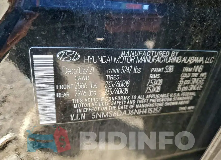 5NMS6DAJ6NH415157 Photo# 13