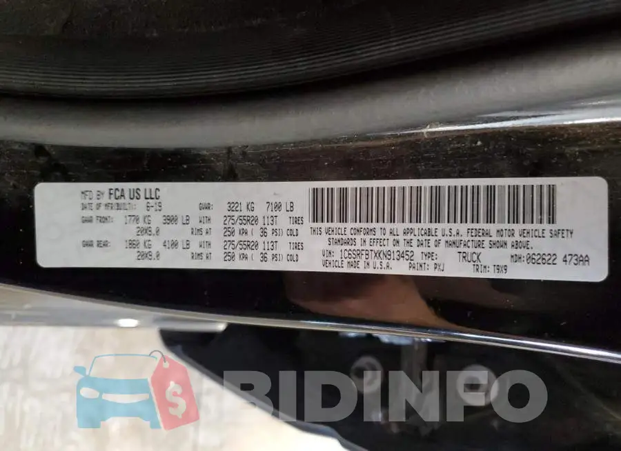 1C6SRFBTXKN913452 Photo# 12