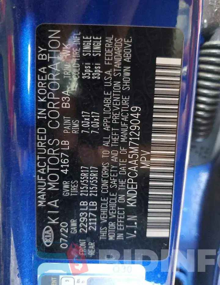 KNDEPCAA5M7129049 Photo# 13