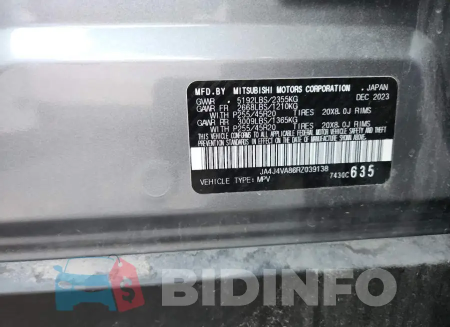JA4J4VA86RZ039138 Photo# 12
