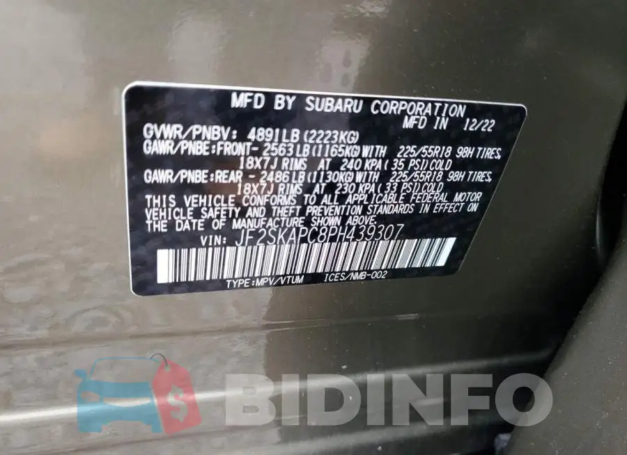 JF2SKAPC8PH439307 Photo# 13