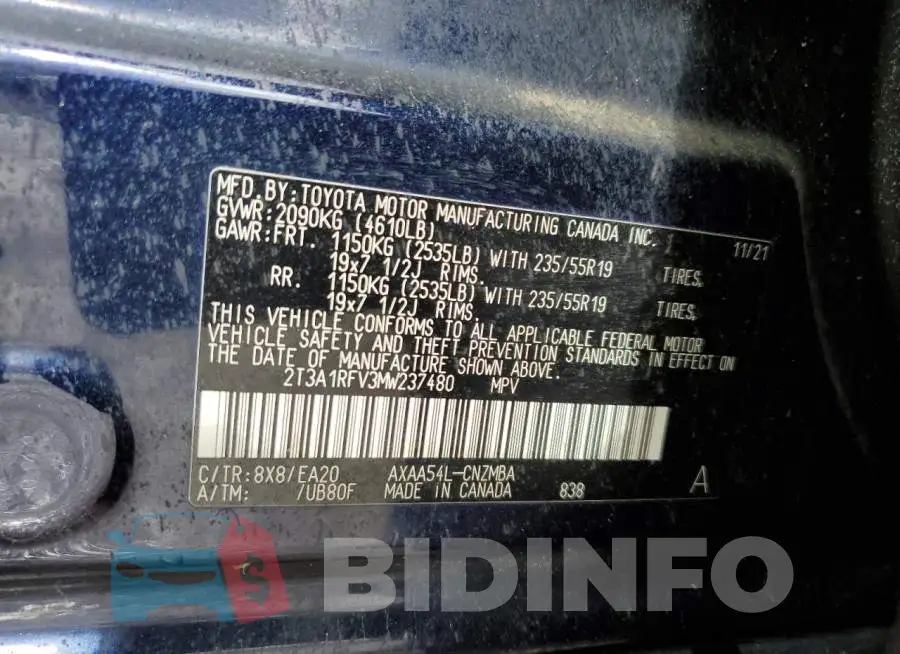 2T3A1RFV3MW237480 Photo# 13