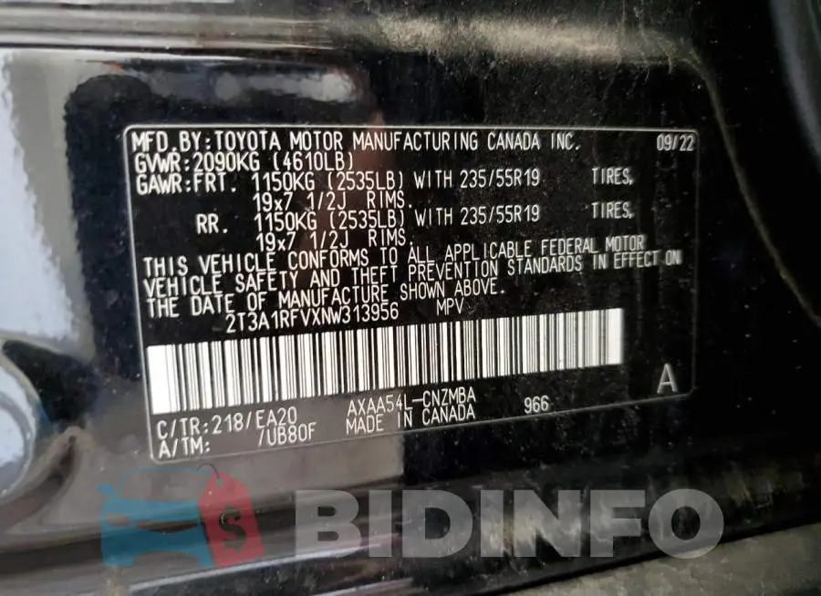 2T3A1RFVXNW313956 Photo# 14