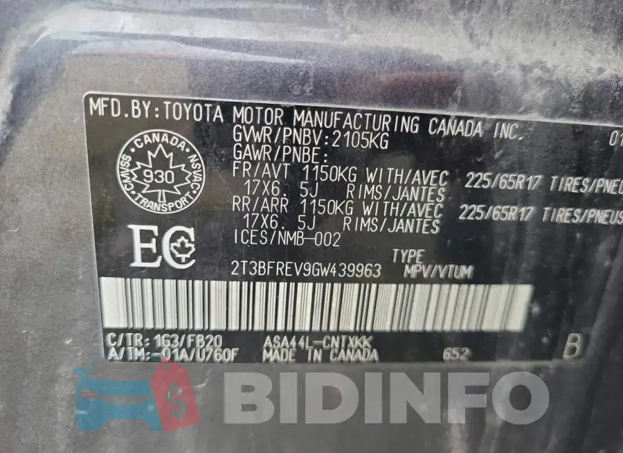 2T3BFREV9GW439963 Photo# 13