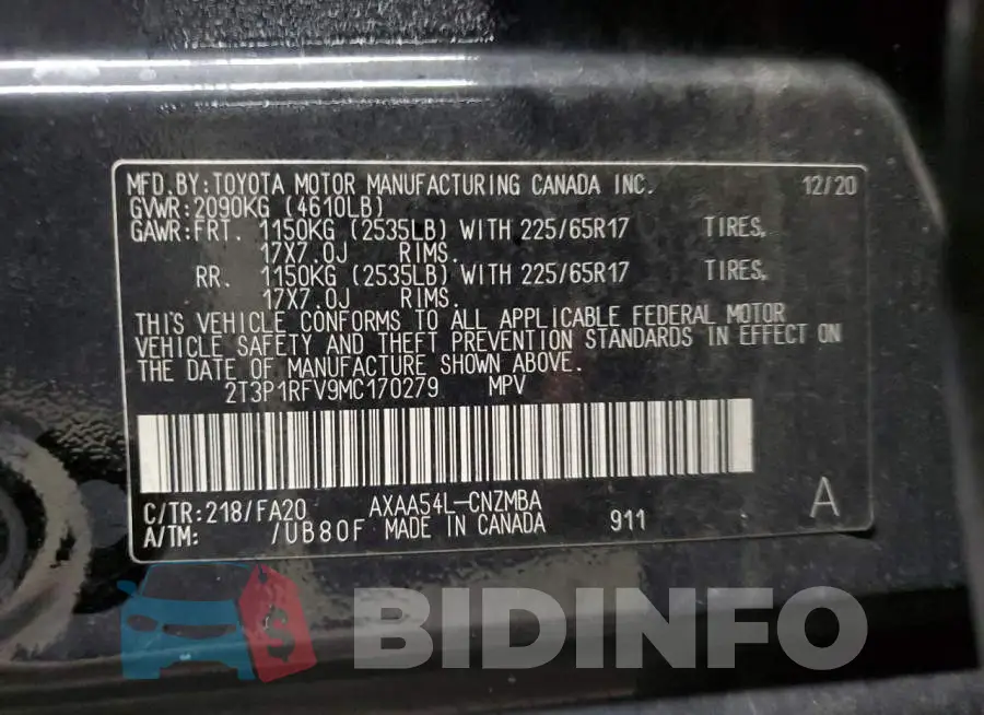 2T3P1RFV9MC170279 Photo# 13
