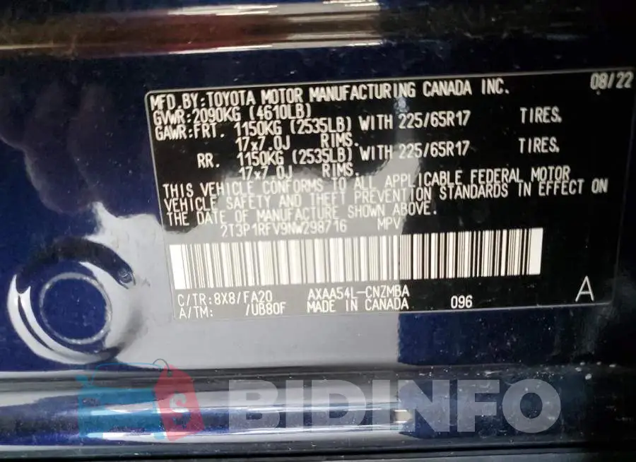 2T3P1RFV9NW298716 Photo# 13