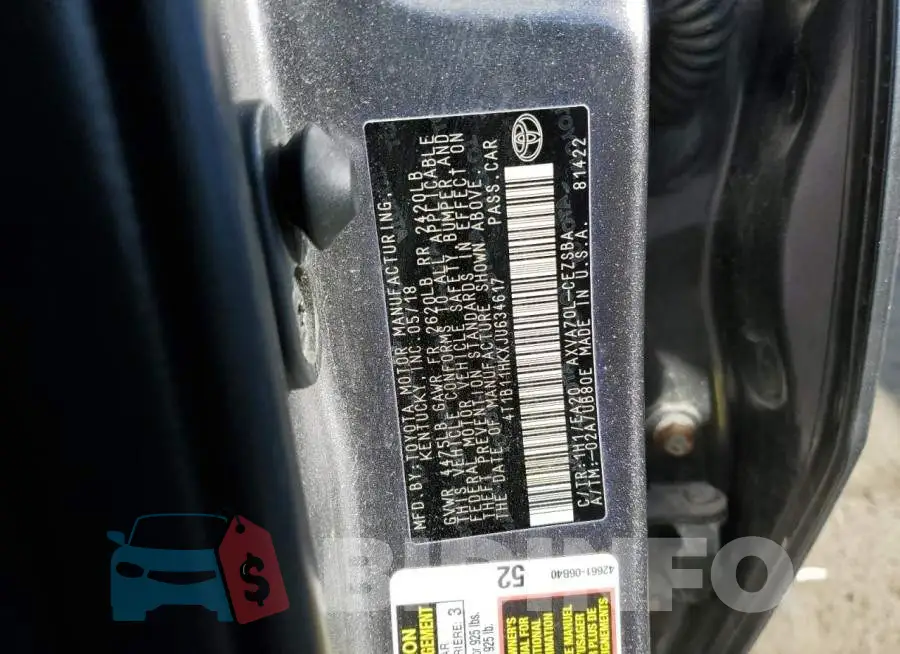 4T1B11HKXJU634617 Photo# 12