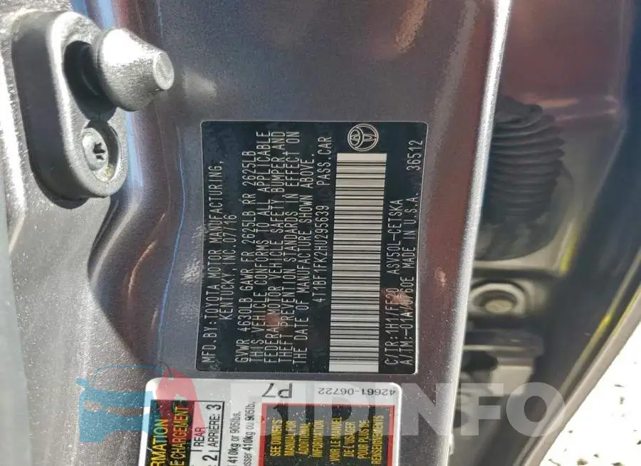 4T1BF1FK2HU295639 Photo# 12
