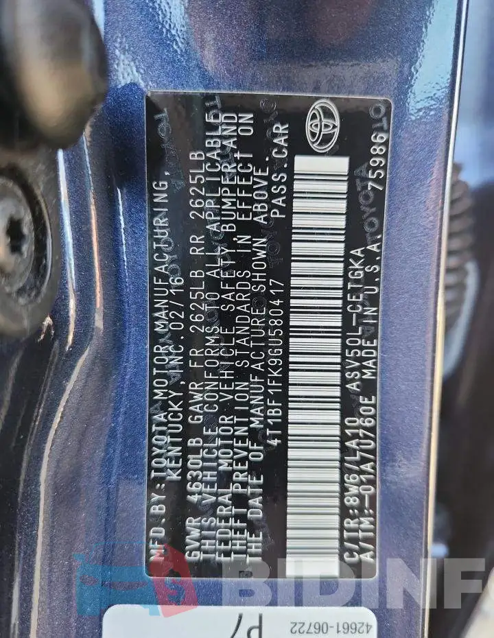 4T1BF1FK9GU580417 Photo# 12