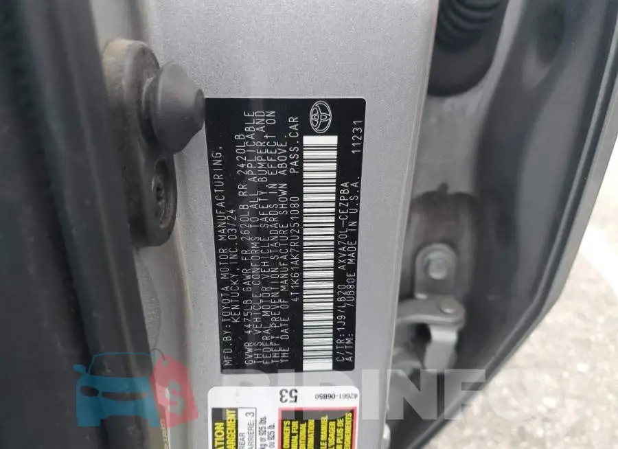 4T1K61AK7RU251080 Photo# 13