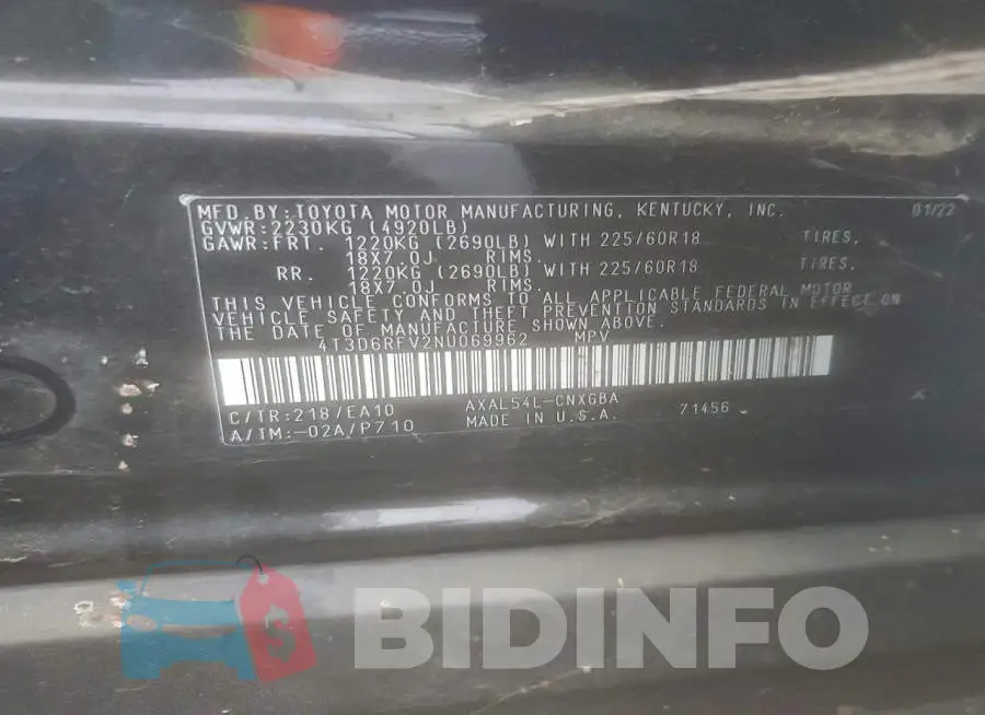4T3D6RFV2NU069962 Photo# 13