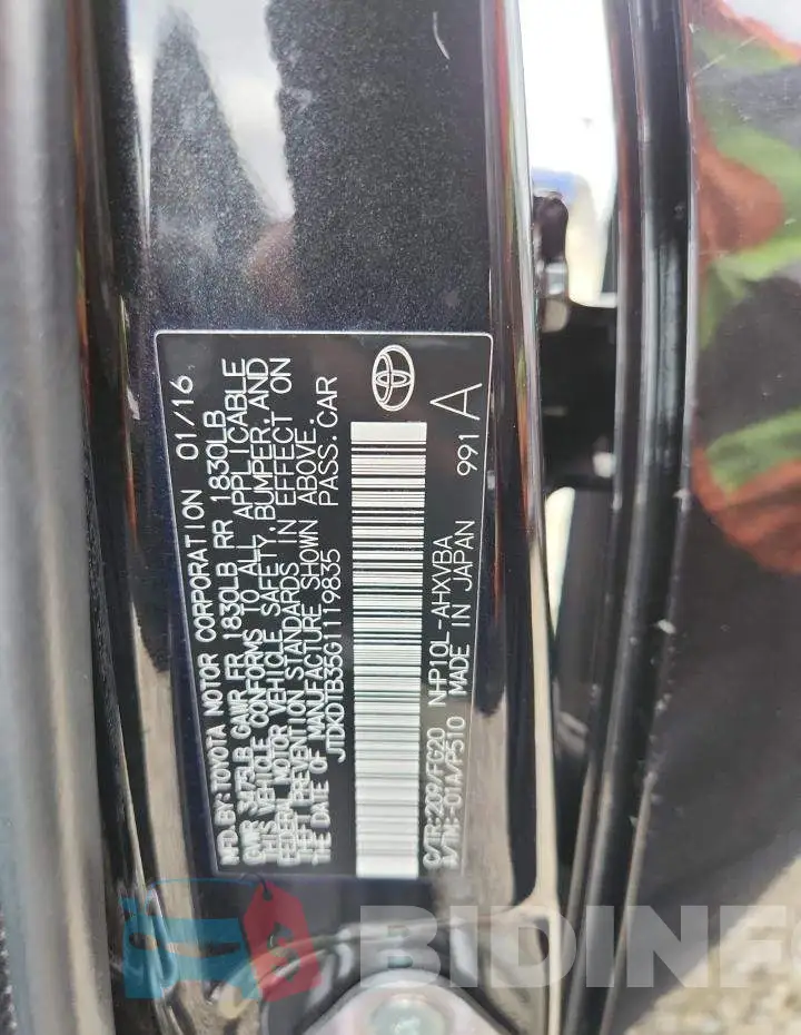 JTDKDTB35G1119835 Photo# 12