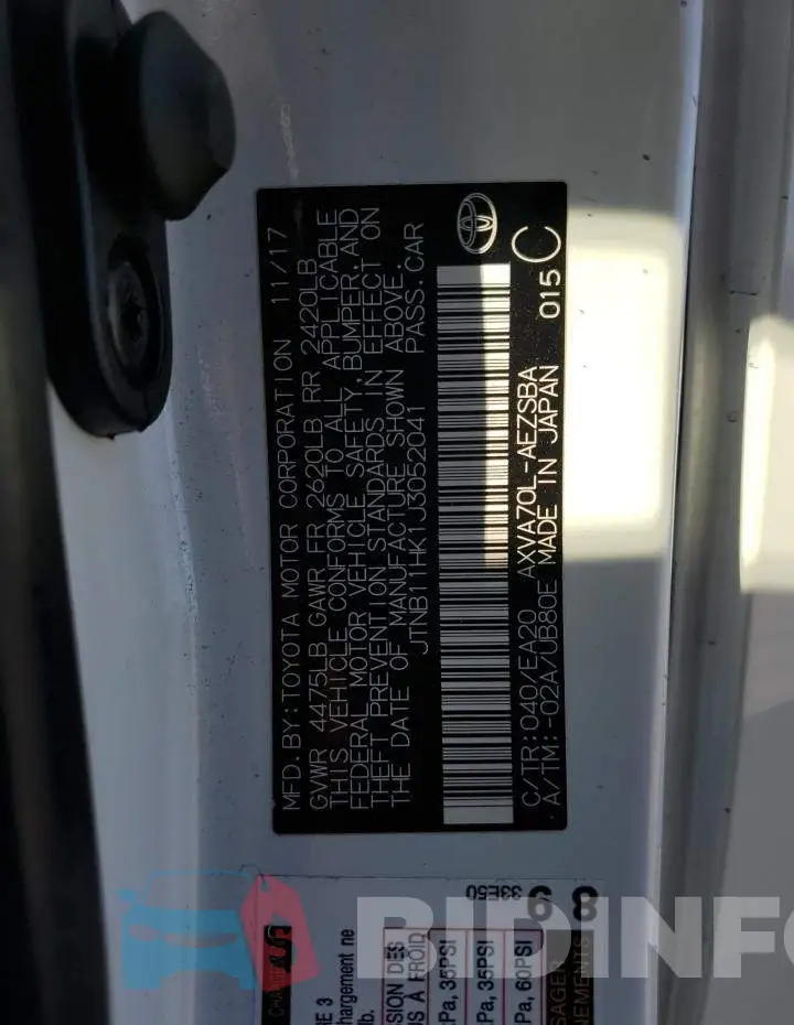 JTNB11HK1J3052041 Photo# 12