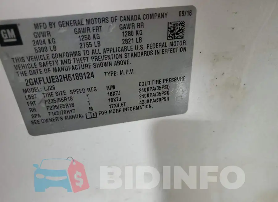 2GKFLUE32H6189124 Photo# 13