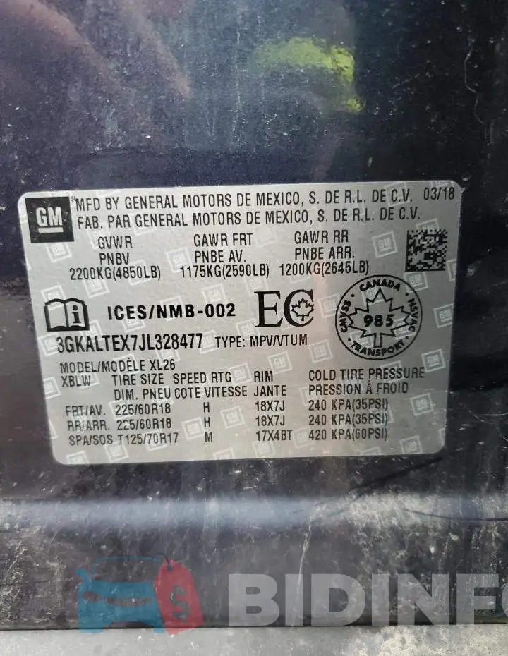 3GKALTEX7JL328477 Photo# 14