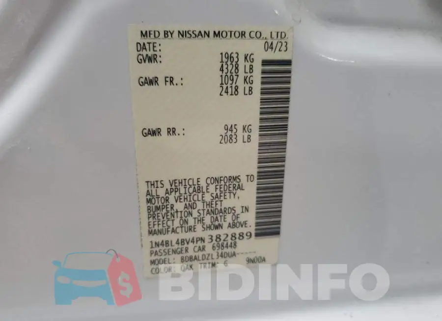 1N4BL4BV4PN382889 Photo# 12