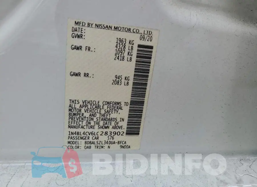 1N4BL4CV6LC283902 Photo# 13