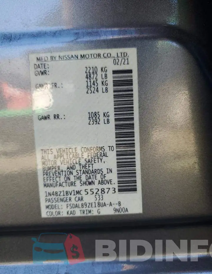 1N4BZ1BV1MC552873 Photo# 12