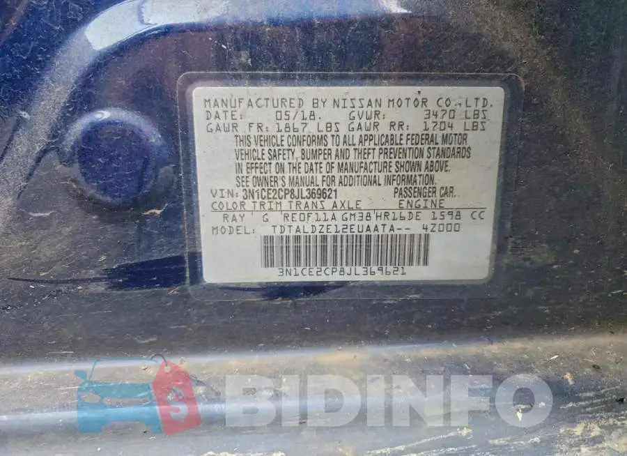 3N1CE2CP8JL369621 Photo# 12