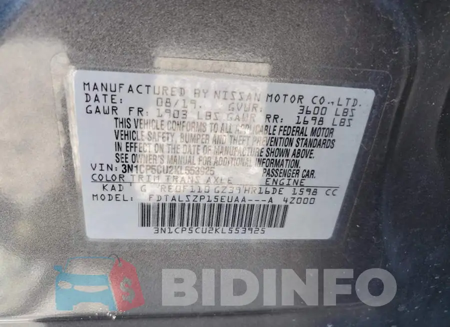 3N1CP5CU2KL553925 Photo# 13