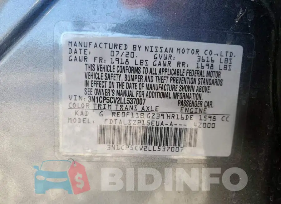 3N1CP5CV2LL537007 Photo# 13