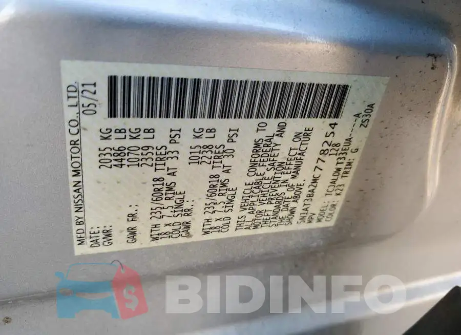 5N1AT3BA2MC778254 Photo# 12