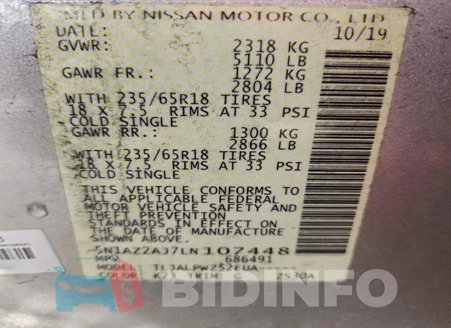 5N1AZ2AJ7LN107448 Photo# 14
