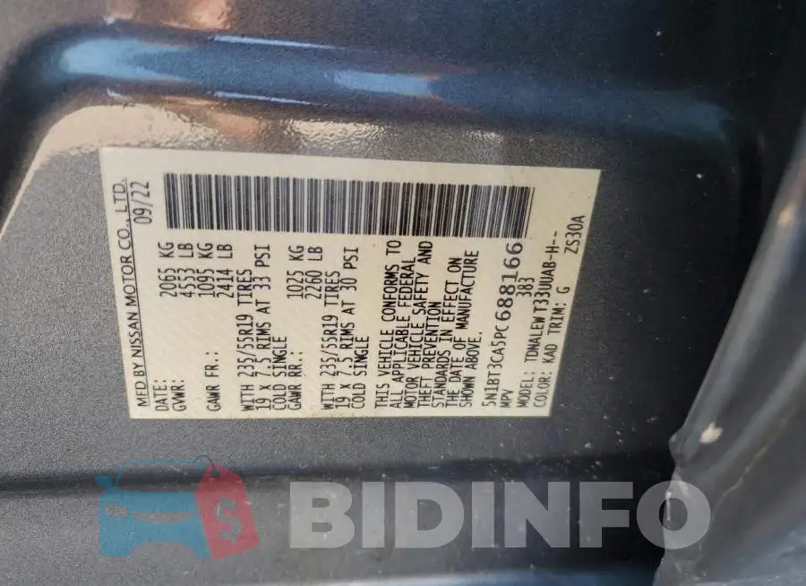 5N1BT3CA5PC688166 Photo# 13