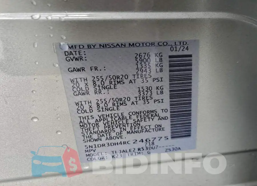 5N1DR3DH4RC246775 Photo# 13