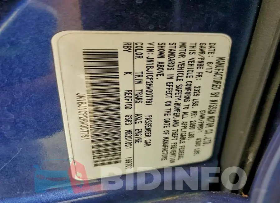 JN1BJ1CP2HW007791 Photo# 13
