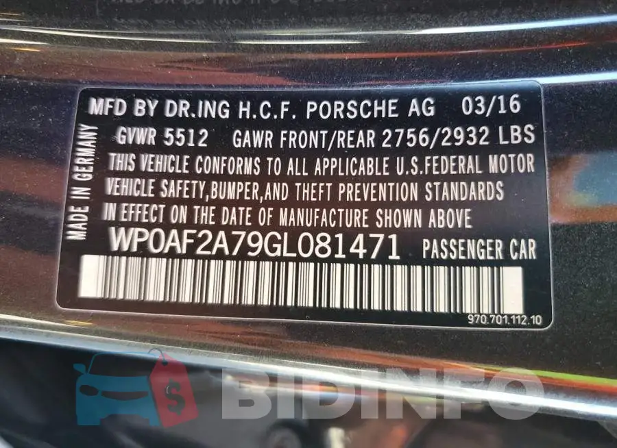 WP0AF2A79GL081471 Photo# 12