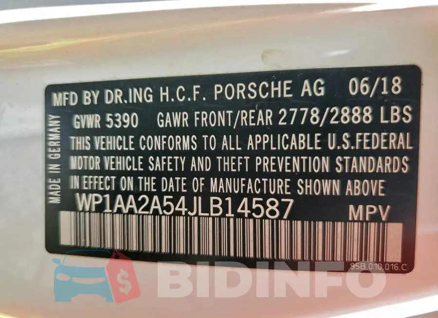 WP1AA2A54JLB14587 Photo# 13