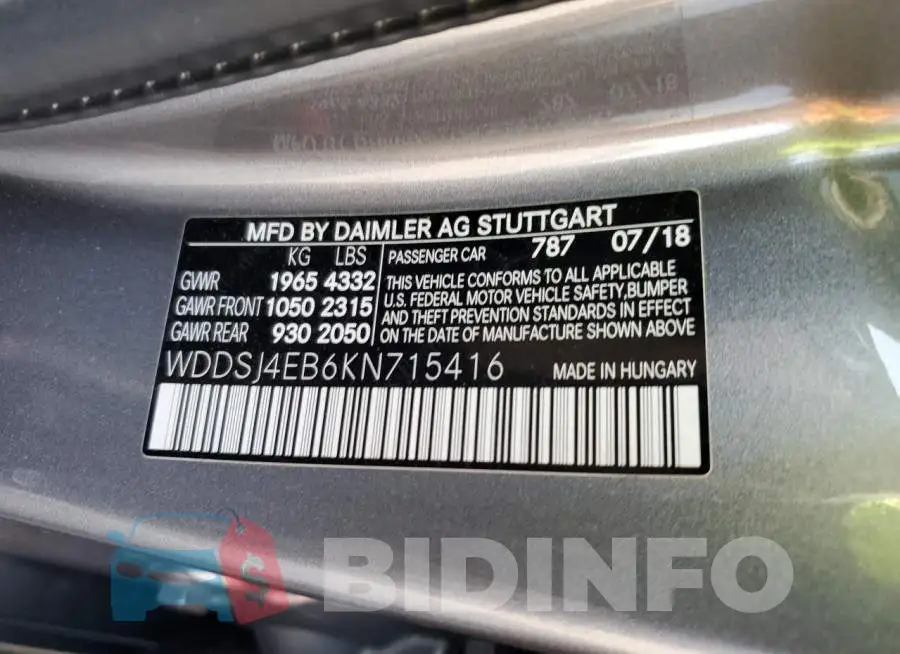 WDDSJ4EB6KN715416 Photo# 12