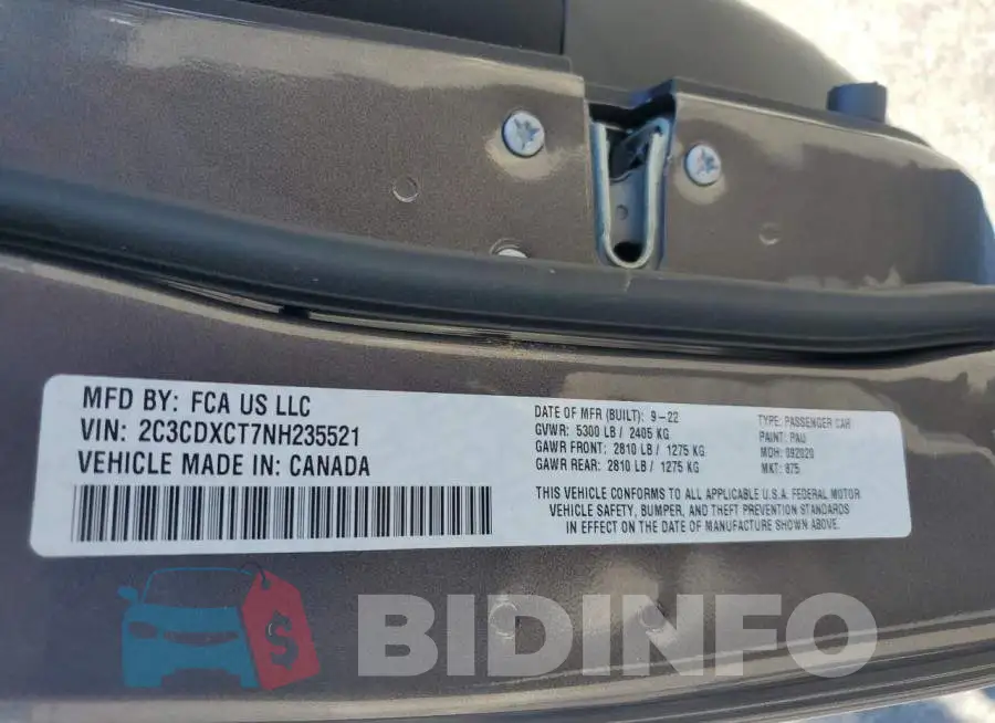 2C3CDXCT7NH235521 Photo# 13
