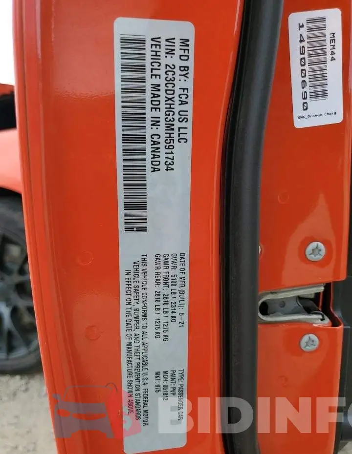 2C3CDXHG3MH591734 Photo# 12