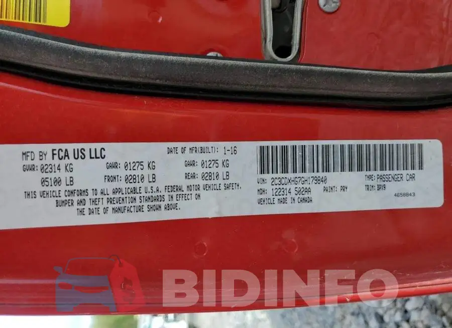 2C3CDXHG7GH179840 Photo# 12