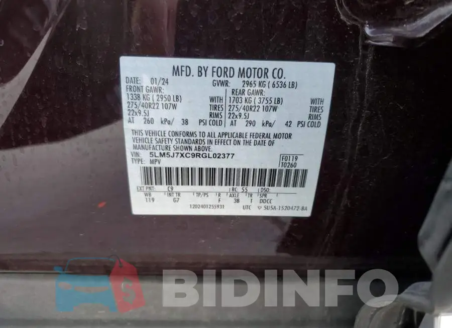 5LM5J7XC9RGL02377 Photo# 12