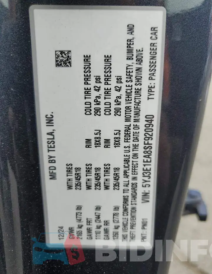 5YJ3E1EA8SF920940 Photo# 12