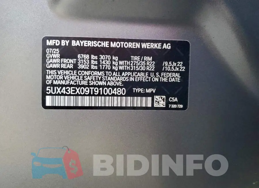5UX43EX09T9100480 Photo# 12
