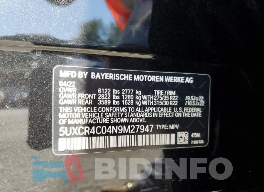 5UXCR4C04N9M27947 Photo# 13
